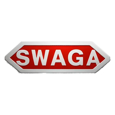 a red metallic street sign warning about "SWAG" sticker