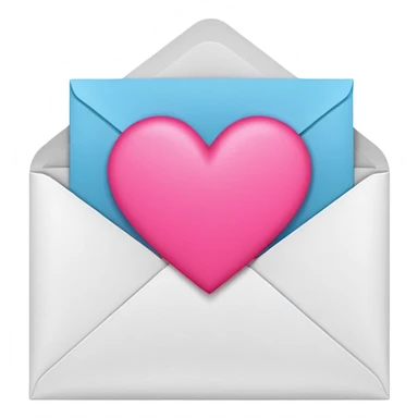 a white envelope featuring a bright pink heart in the center, on a solid light background sticker