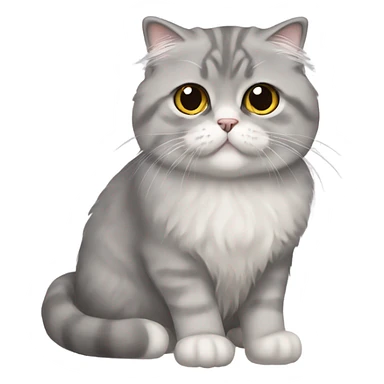 gray scottish fold long-hair cat sticker