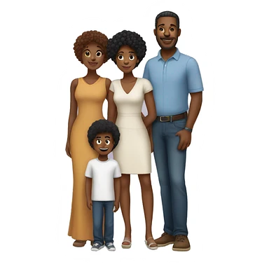 Black family with natural hair - husband, wife, son and daughter sticker