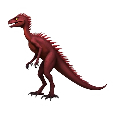 Cool edgy sexy handsome Maroon-colored velociraptor with bright-red spiky mane full body sticker