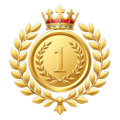 An elegant golden medal emblem with a sophisticated crest design, intricate details and a luxurious finish sticker