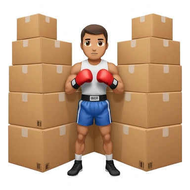Can you make a man who is a boxer made square cardboard boxes sticker
