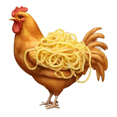 Chicken eating fettuccine sticker