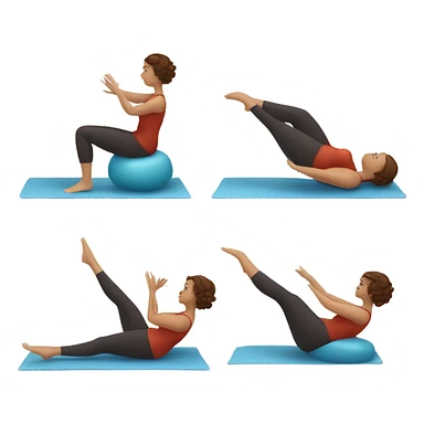 Pretty voluptuous Woman with short brown hair doing Pilates exercises  sticker