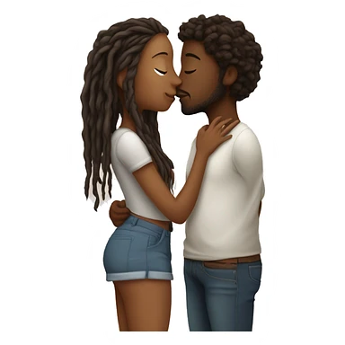 Brown skin girl in shirt with bum kissing brown sling guy with dreads sticker