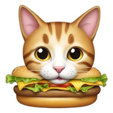 cat eating hamburger  sticker
