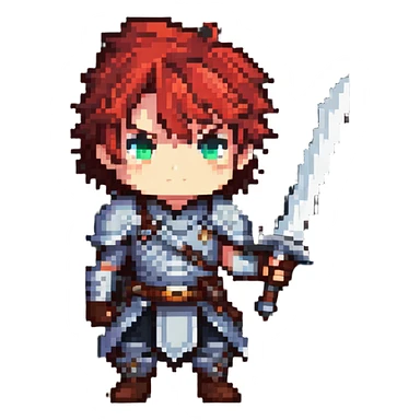 chibi hero protagonist character with sword sticker