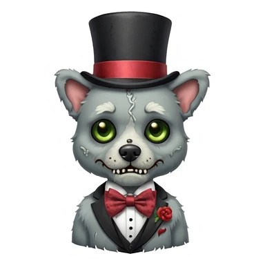 zombie dog with bow tie and top hat sticker