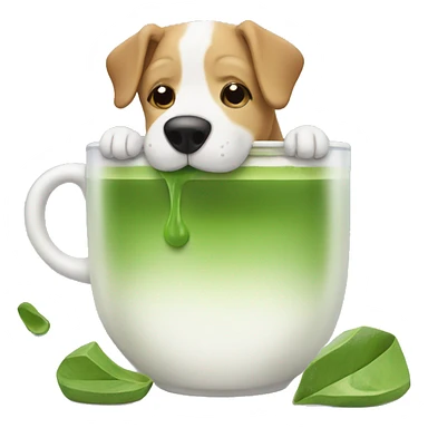 Dog drinking matcha sticker