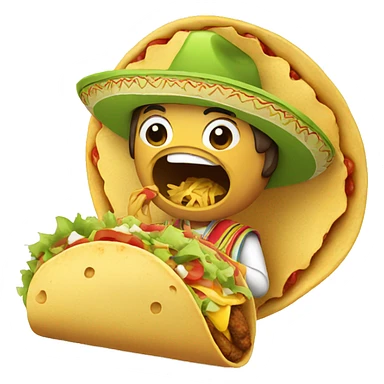 Mexican eating taco sticker