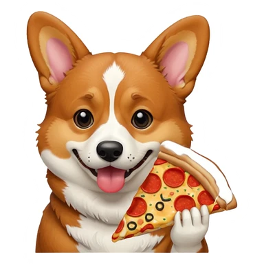 black tri-color corgi eating pizza sticker