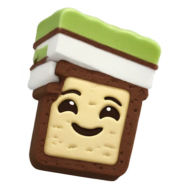pistachio and chocolate ice cream sandwich that is 3d and detailed sticker