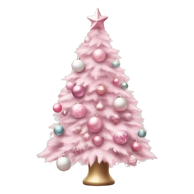 Pink pastel Christmas tree with pink and white ornaments  sticker