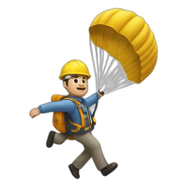 architect is flying with a parachute sticker