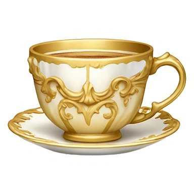 Light gold vintage rococo coffee cup  sticker