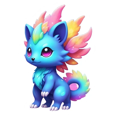 Cute cool colorful nebula fantasy animal hybrid Fakemon full body sticker