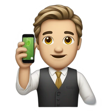 A rich man holding an iphone sticker