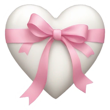 white heart with light pink ribbon bow sticker