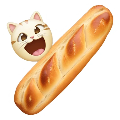 baguette with a cat face sticker