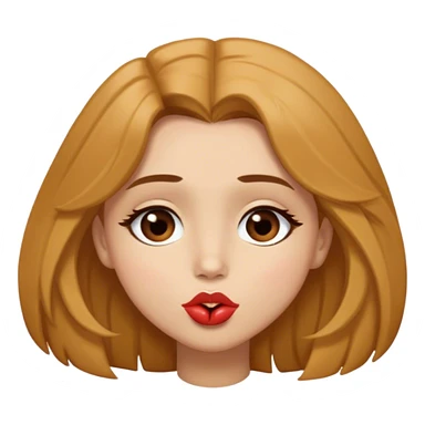 Burnett with mid length hair, brown eyes sending a kiss sticker