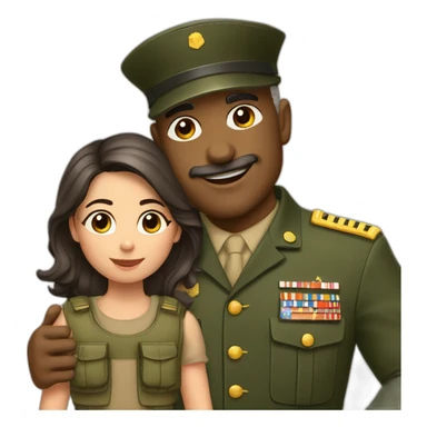 papa militar con niña sticker
