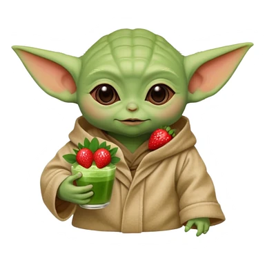 Süßer baby Yoda mit einem Erdbeermatcha in der Hand sticker