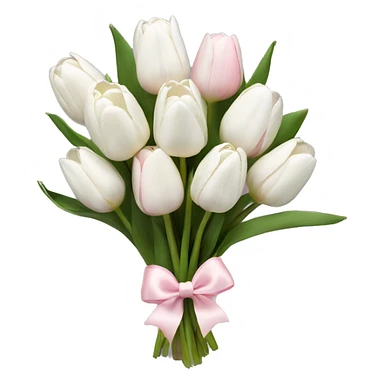 White tulips bouquet with light pink bow  sticker