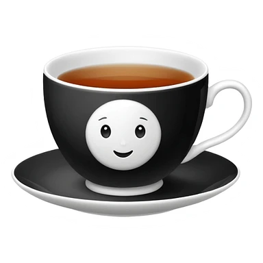 black and white tea cup sticker