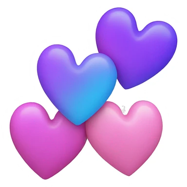 3 Heart purple, pink and blue sticker