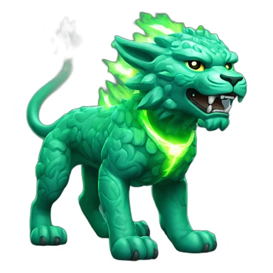 Komainu with electric storm skin and emerald on the body sticker
