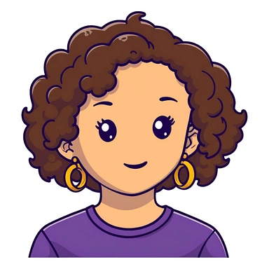 Teenage girl with curly brown hair, choni style with hoop earrings sticker