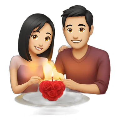 romantic candle light dinner for asian couple sticker