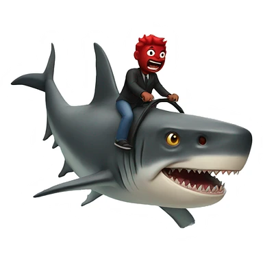 Devil riding a huge shark sticker