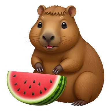 Capybara with watermelon and cute sticker