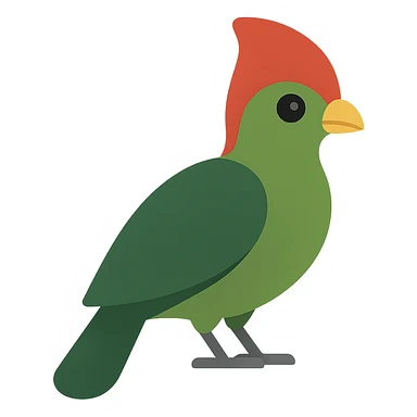red-crested turaco, flat toon illustration sticker