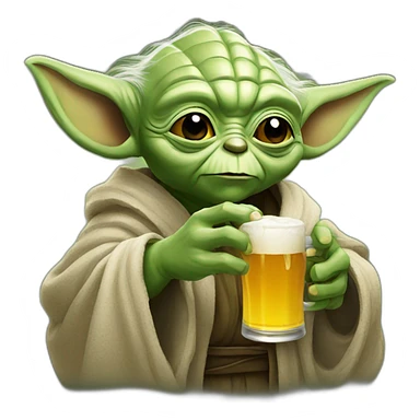 Yoda drinking a beer sticker