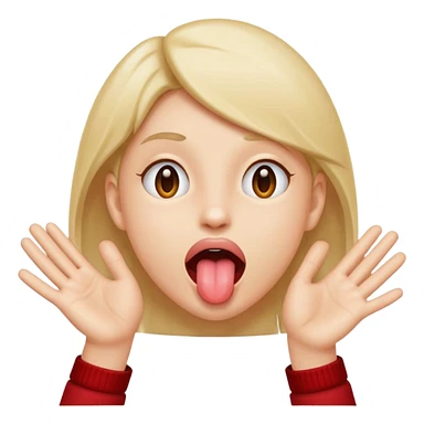 face with its tongue out and hands moving out sticker