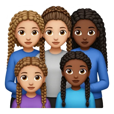 3 girls, one lightskin with curly brown hair, one light skin with black straight hair, and one darkskin with braids sticker