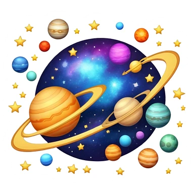 galaxy with stars and planets sticker