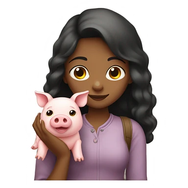 Girl holding a pig sticker