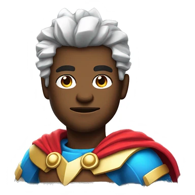 “Generate a small, pixelated hero with a cape and a confident pose, wearing bright colors, as a mascot for indie games.” sticker