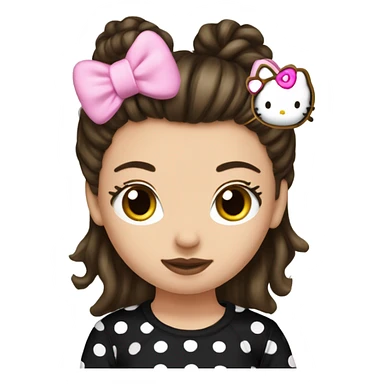 brunette girl with messy bun black top and hello kitty pyjama pants  sticker