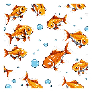 goldfish with surprised expression and tiny bubbles sticker
