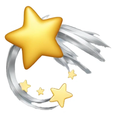 Single silver shooting star with silver trail sticker