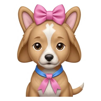 dog with head ribbon and shirt sticker