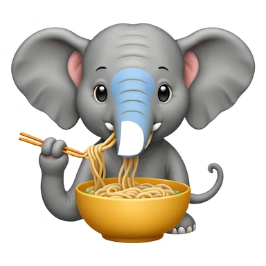 elephant eating noodle sticker