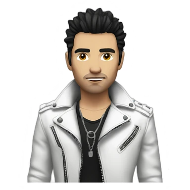 Punk male,dark hair, with white leather jacket sticker