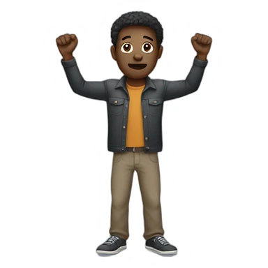 confused black man with arms in the air sticker