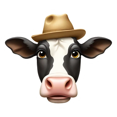 Cow with a hat sticker